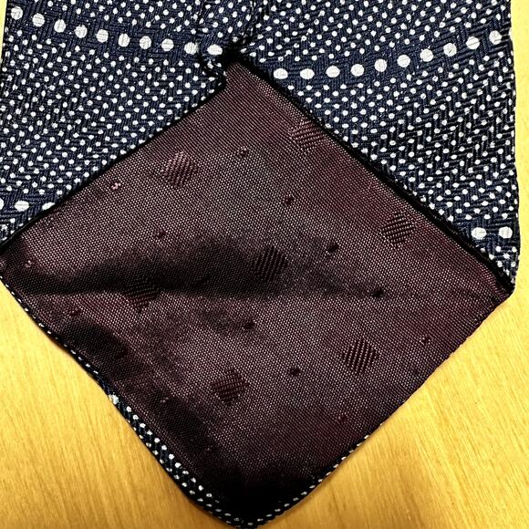 Oscar de la Renta Tie Pointed Polka Dot Blue White One Size - Picture 3 of 3